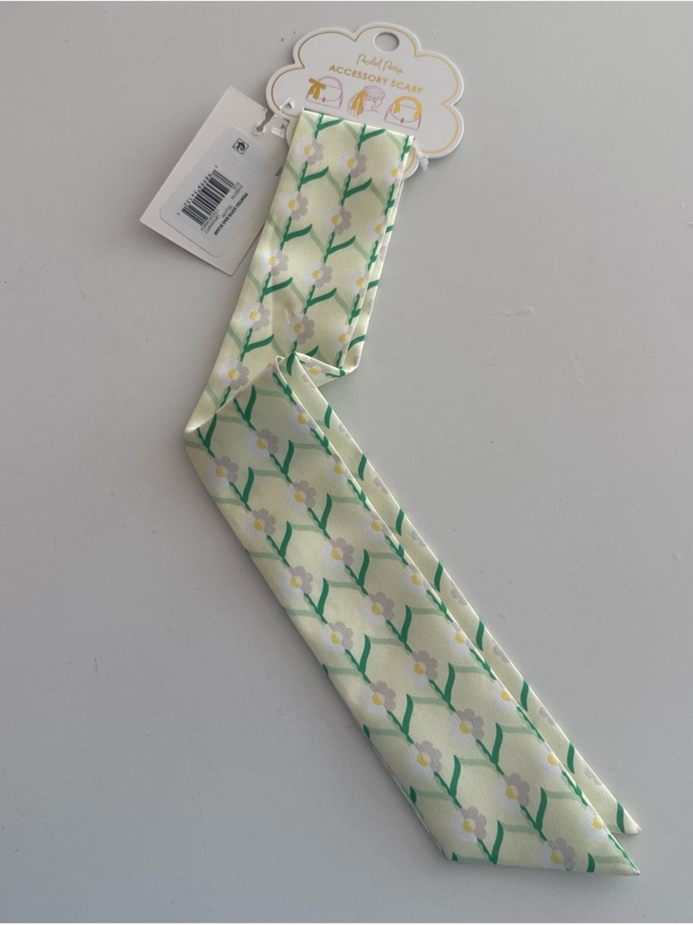 Green floral bag scarf